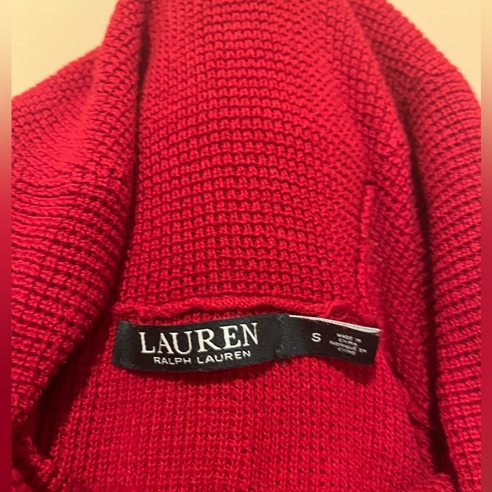 Lauren Ralph Lauren Red Waffle Cowl Neck Sweater Size S - Picture 2 of 4